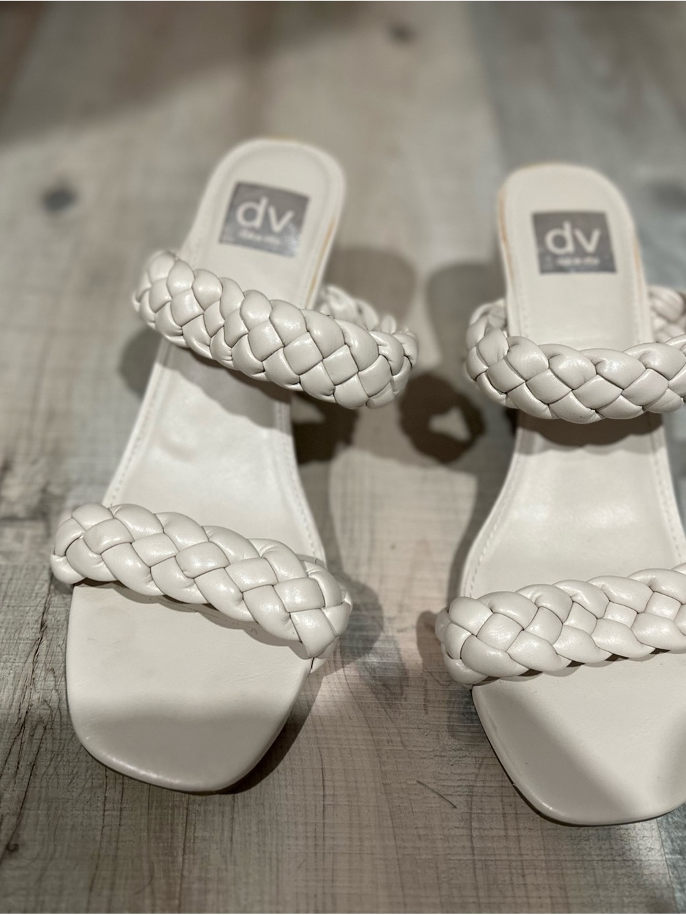 DV by Dolce Vita White Braided Double-Strap Slide Mules